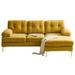 83" Velvet Upholstered L-Shaped Sectional Sofas Couches with Lounge Chaise and Pillow Top Arms, Metal Legs for Living Room