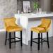 2pcs Yellow Velvet Wing-Back Barstools Button Tufted Bar Stools with Foorest & Nailhead Trim, Modern Home Bar Table Stools Chair