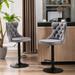 Gray Velvet Swivel Barstools Set of 2 Kitchen Island Bar Stools with Adjusatble Seat Height and Footrest for Home Pub