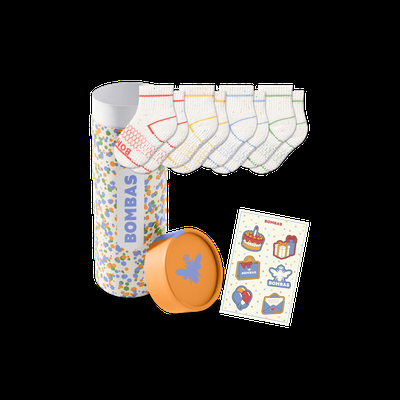 Toddler Confetti Gripper Calf Sock 4-Pack Gift Box - Mango Blue Mix - T - Bombas