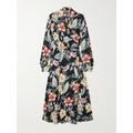 Ralph Lauren Collection - Aniyah Belted Floral-print Linen-blend Midi Wrap Dress - Black
