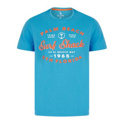 T-Shirts Palm Beach 2 Motif Cotton Jersey T-Shirt in Malibu Blue - South Shore / L - Tokyo Laundry