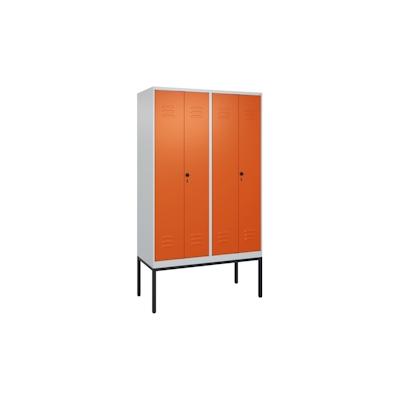 C+P Doppel-Spind Classic PLUS, Gestell, 4 Abteile, HxBxT 212x120x50cm, Sicherheitsdrehriegel, Hellgrau/Reinorange von PROREGAL Image