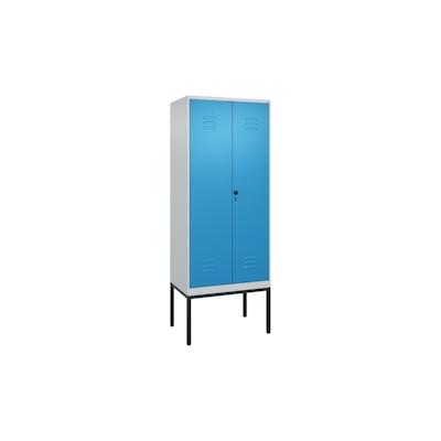 C+P Doppel-Spind Classic PLUS, Gestell, 2 Abteile, HxBxT 212x80x50cm, Sicherheitsdrehriegel, Hellgrau/Lichtblau von PROREGAL Image