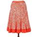 Anthropologie Skirts | Anthropologie Fei Squiggle Skirt Flared Orange Red Size 4 | Color: Orange/White | Size: 4