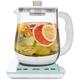 BROGEH Kettles, Electric Kettle, 1.8L Glass Electric Tea Kettle with Strainer,Cordless Kettle with Temperature Control,Auto Shut-Off and Boil-Dry Protection, 800W/Brown hopeful