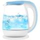 BROGEH Kettles,Eco Glass Electric Kettle, 1.8L Cordless Water Kettle with Led Illuminated, Fast Boil Tea Water Kettle, Auto Shut-Off Boil-Dry Protection, Stainless Steel Inner Lid/Blue hopeful