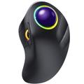 ProtoArc Wireless Trackball Mouse Bluetooth, EM03 Ergonomic RGB Finger-operated Trackball Mouse Rechargeable Computer Laptop Mouse, 3 Device Connection, for iPad, Mac, Windows - Purple