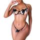 Women's Sexy Lingerie Sexy Underwear Bow-knot Decoration Sexy Underwear Three-point Hollow Temptation Hanging Neck Sexy Suit (Black Large)