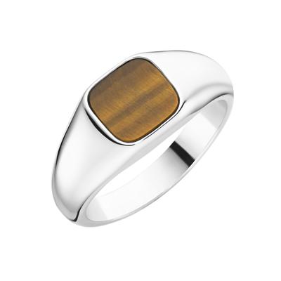 Giorgio Martello Milano Ring Siegelring mit Tigerauge, Silber 925 62 Braun Herren Image