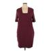 Universal Standard Casual Dress - Shift Square Short sleeves: Burgundy Print Dresses - Women's Size 12