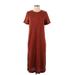 Jessica Simpson Casual Dress - Midi Crew Neck Short sleeves: Burgundy Print Dresses - Women's Size Small