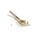 Aldo Heels: Pumps Stilleto Cocktail Party Gold Print Shoes - Women's Size 37 - Peep Toe