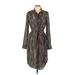 Max&Co. Casual Dress - Shirtdress: Brown Snake Print Dresses - Women's Size 6