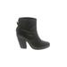 Rag & Bone Ankle Boots: Slouch Chunky Heel Boho Chic Black Print Shoes - Women's Size 37.5 - Closed Toe