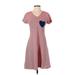 Lilli Lovebird Casual Dress - Mini V Neck Short sleeves: Gray Dresses - Women's Size Small