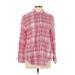 Gap Long Sleeve Button Down Shirt: Red Plaid Tops - Women's Size Large