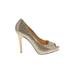 Nine West Heels: Pumps Stilleto Cocktail Party Gold Shoes - Women's Size 6 1/2 - Peep Toe