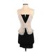 Lipsy London Cocktail Dress - Mini Open Neckline Sleeveless: Black Color Block Dresses - New - Women's Size 2