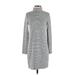 Lou & Grey Casual Dress - Sweater Dress Turtleneck Long sleeves: Gray Print Dresses - Women's Size X-Small