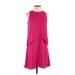 Ann Taylor Casual Dress - A-Line Crew Neck Sleeveless: Pink Print Dresses - Women's Size Small