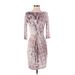 Three Dots Casual Dress - Wrap: Gray Snake Print Dresses - Women's Size Small