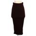 Bar III Casual Midi Skirt Calf Length: Burgundy Print Bottoms - Women's Size X-Small