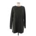 Z Supply Casual Dress - Sweater Dress High Neck Long sleeves: Gray Leopard Print Dresses - Women's Size Medium