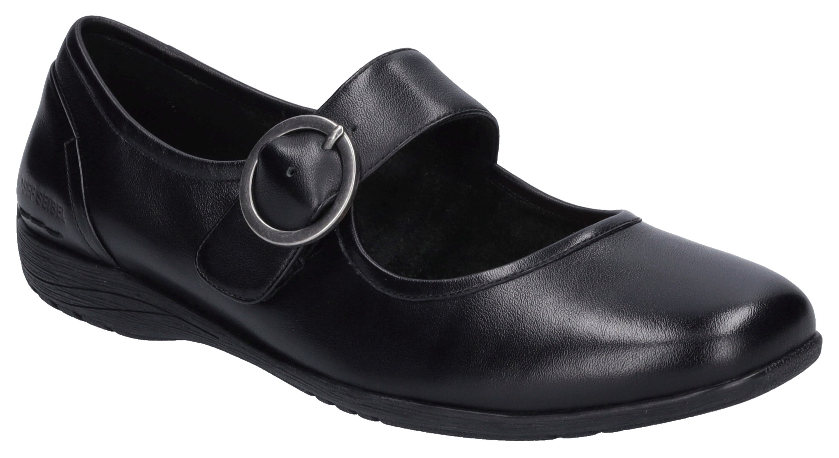 Riemchenballerina JOSEF SEIBEL "Fenja 18", Damen, Gr. 40, schwarz, Kalbsleder, Schuhe Riemchenballerina, Spangenschuh, Festtagsschuh, Komfortschuh mit modischer Schnalle