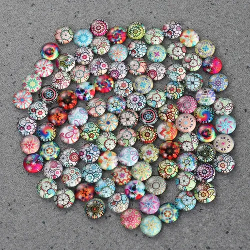 Mosaik Kuppel runden Edelstein flachen Stein Natur schmuck Perlen Vintage Stücke Verzierungen zurück