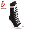 2024 frauen Stiefel Design Stiletto High Heel Leinwand Schuhe Mode Dame Spitze up Spitz Ankle Schuhe Sexy mit hohen absätzen dünne Ferse Boot