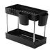 Under Sink Organizers and Storage 2 Tier Under Sink Storage Organizerï¼Œ Under Cabinet Sliding Storage Drawer Basket Organizer for Kitchen Bathroom Laundry Room ( 4 Hooks 2 Hanging Cups )