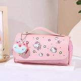 Sanrio Donut Pendants Pen Bag Cute Stationery Hello Kitty Girl Heart Multifunctional Decompression Student Portable Pencil Case