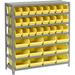 7 Shelf Steel Shelving With (36) 4 H Plastic Shelf Bins Yellow 36X12x39