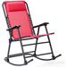 Folding Rocking Chair Rocking Camping Chair With Pillow & Armrests Folding Lounge Rocker For Outdoor Beach Poolside Yard Garden Indoor