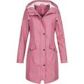 Women Solid Rain Outdoor Plus Size Hooded Raincoat Windproof Long Jacket Coat