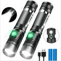 Rechargeable Tactical Flashlight LED Flashlights High Lumens (Include 18650 battery) Pocket-Sized Flashlight with Clip Water Resistant Zoomable 4 Modes for Hiking Camping Emergency 2 Pack