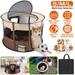 iMounTEK Portable Dog Playpen Foldable Dog Tent with Carry Bag Travel Waterproof Indoor Outdoor Pet Tent Detachable Upper Cover for Dog Cat Rabbit Coffee M