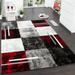 WBTAYB Designer Rug Modern with Contour Cut Chequered in Silver Black Red Size:6 7 x 9 6