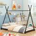 Twin Size House Platform Bed Simple Stylewith Triangle Structure,Solid Metal Bed Frame,No Box Spring Required