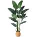 Artificial Bird of Paradise Plants 6 Ft Fake Tropical Palm Tree with 13 Trunks in Pot and Woven Seagrass Belly Basket Faux Plant