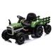 Ride on Tractor with Trailer,12V Battery Powered Electric Tractor Toy w/Remote Control, Three speed adjustable,Power display USB