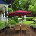 10' Steel Patio Umbrella Outdoor Market with Crank and LED Lights