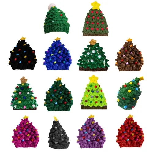 Y166 Gestrickter Weihnachtsbaum-Hut, der den Kopf warm hält, Hut-Dekorationszubehör
