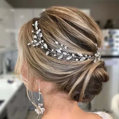 Fascia da sposa in cristallo Color argento fatta a mano con foglia alla moda accessori per capelli da sposa ornamento per la festa del copricapo delle donne