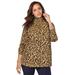 Plus Size Women's Long Sleeve Mockneck Tee by Jessica London in Natural Bold Leopard (Size 18/20) Mock Turtleneck T-Shirt