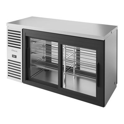 True TBR60-PTSZ1-L-S-11-11-1 60" Stainless Steel Sliding Glass Door Pass-Through Back Bar Refrigerator with LED Lighting