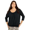 Plus Size Women's Shirred Scoopneck Top by June+Vie in Black (Size 26/28)