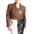 Plus Size Women's Cropped Faux Leather Jacket by ELOQUII in Potting Soil (Size 20)