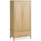 Shaker Oak Gents Double Wardrobe with 2 Doors and 1 Bottom Storage Drawer